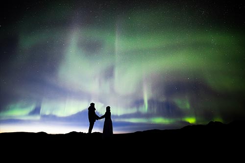 Heiraten in Island - Hochzeitsfotos unter Nordlichtern